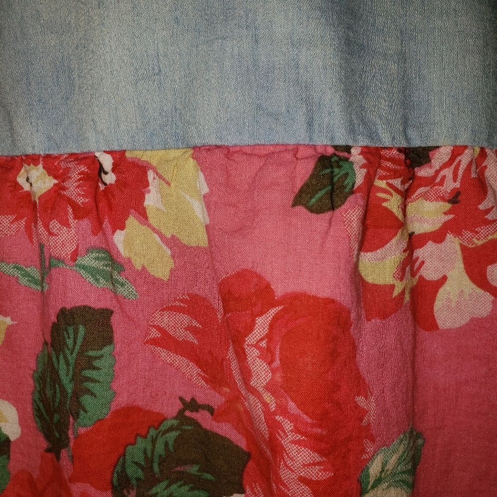 Pop real Denim and Florals Print Dress - Picture 5 of 7